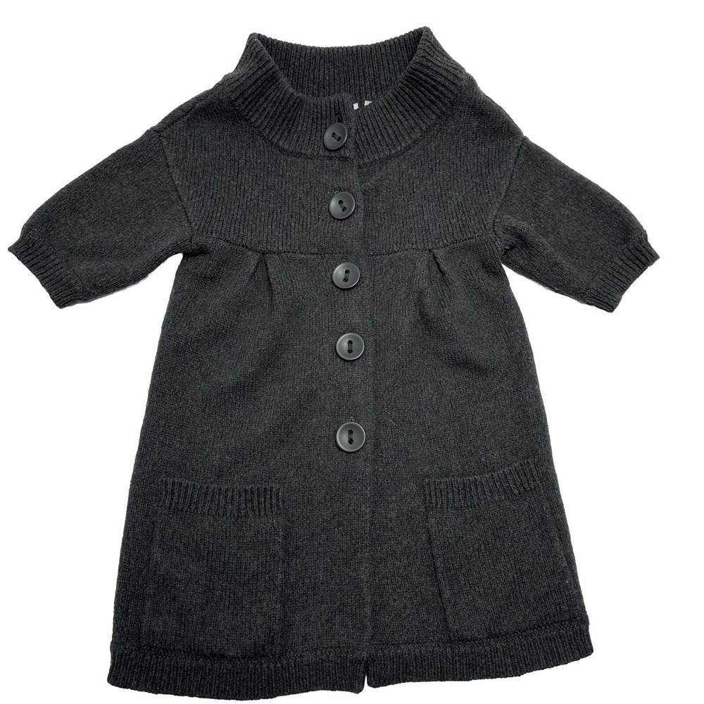 Vince. Womens Size Small 3/4 Sleeve Empire Button Front Wool Cardigan Dark Gray